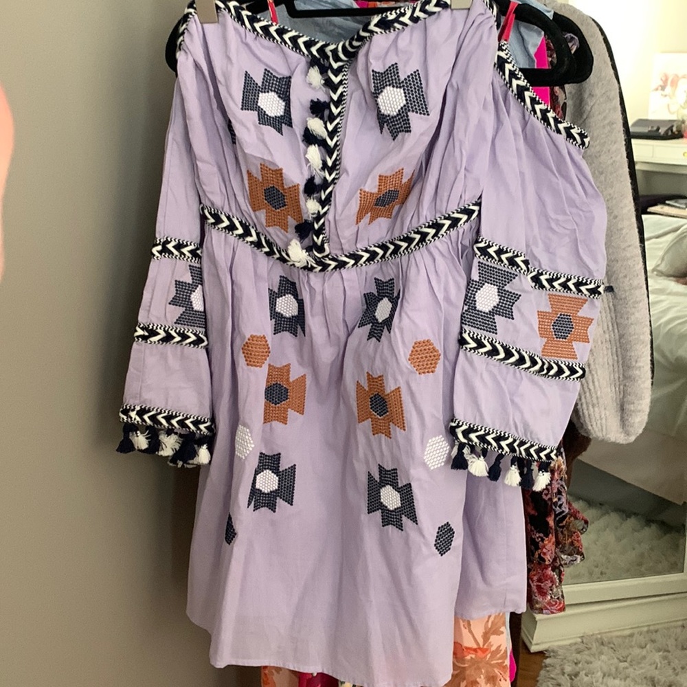 L’ATISTE Purple strapless/off the shoulder dress